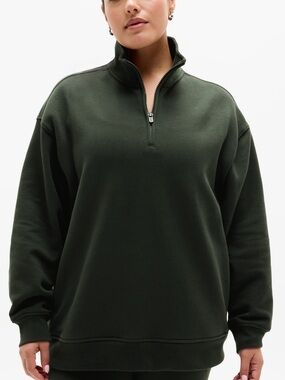 Athleta Forever Fleece Quarter Zip Sweatshirt Elm